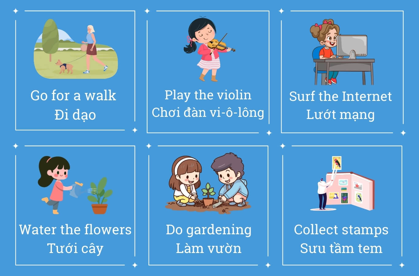 Từ vựng tiếng Anh lớp 5 Unit 4: Our free-time activities